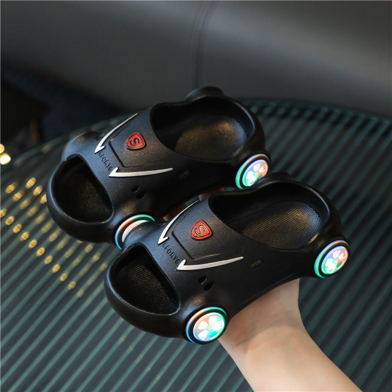 Kids Glowing Slippers Cartoon Car Sandals Children Sandals Anti Slip Boys Girls Luminous Slippers Summer Beach Shoes - Hiccupzz