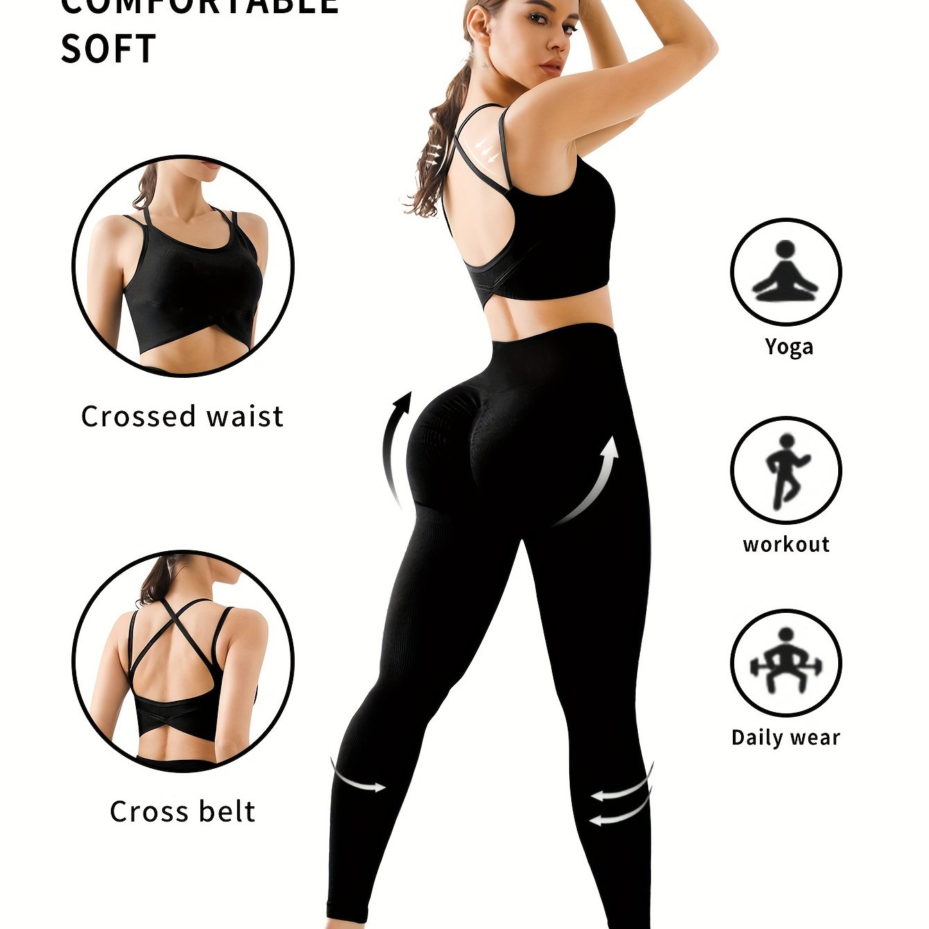 2pcs Women's Backless Sports Bra and Hip Lift Leggings Set - Perfect for Workouts and Running - Hiccupzz