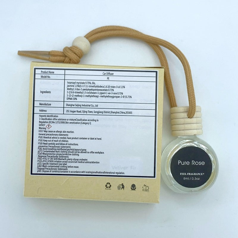 Puer Rose - 8ml Car Air Freshener Automotive Scents. Car Air Freshener with 30-Day Long-Lasting Fragrance. Hanging Diffuser Bottles Remove Auto Odor. Home Deodorizer. (1, 2, 4 Bottles) - Hiccupzz