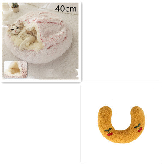 2 In 1 Dog And Cat Bed Pet Winter Bed Round Plush Warm Bed House Soft Long Plush Pets Bed Pet Products - Hiccupzz
