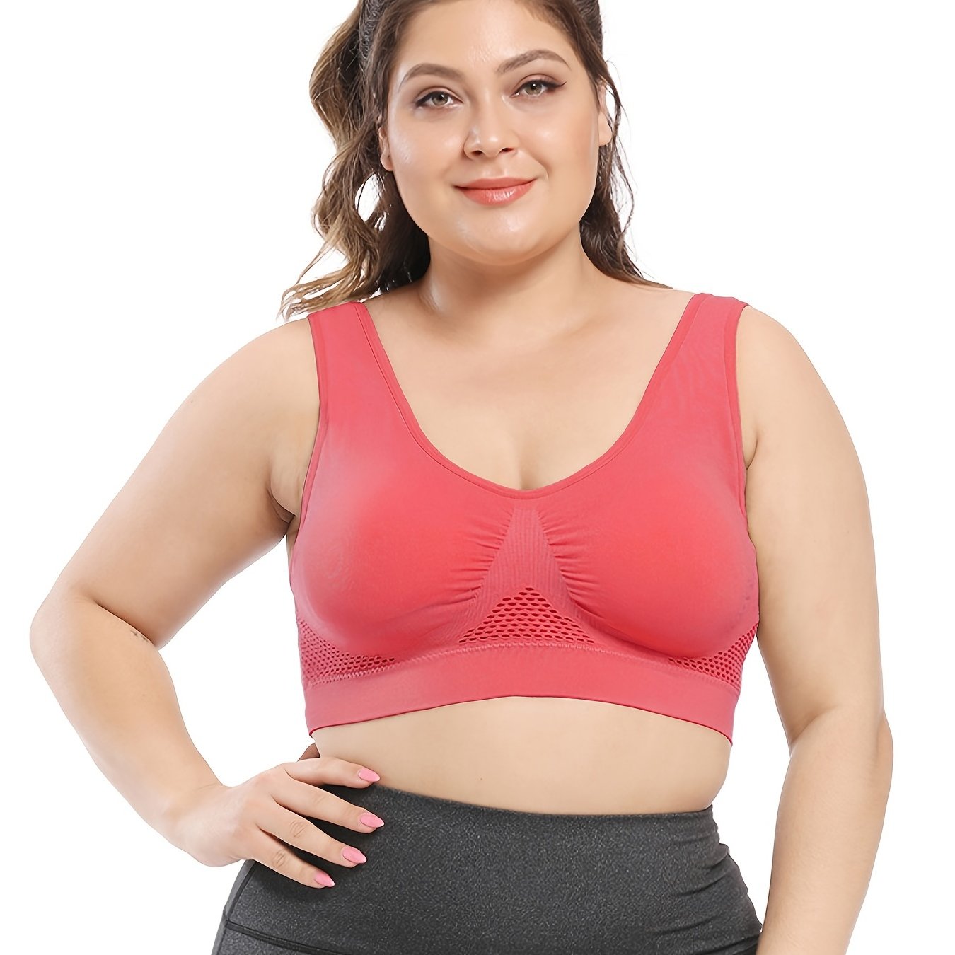 Breathable Plus Size Sports Bra with Pads - High Stretch and Seamless for Women - Hiccupzz