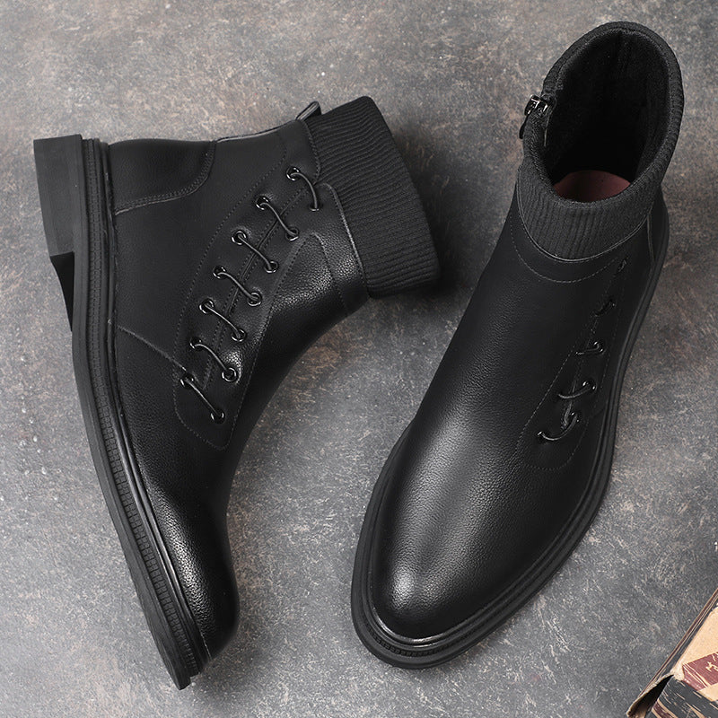 Chelsea Boots British Fashion Men's Shoes Plush And Warm - Hiccupzz