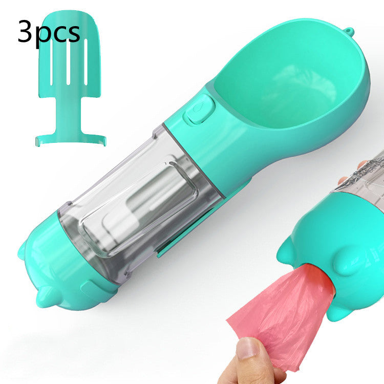 Pet Water Bottle Feeder Bowl Garbage Bag Storage Portable Pet Outdoor Travel 3 In 1 Dog Water Bottle - Hiccupzz