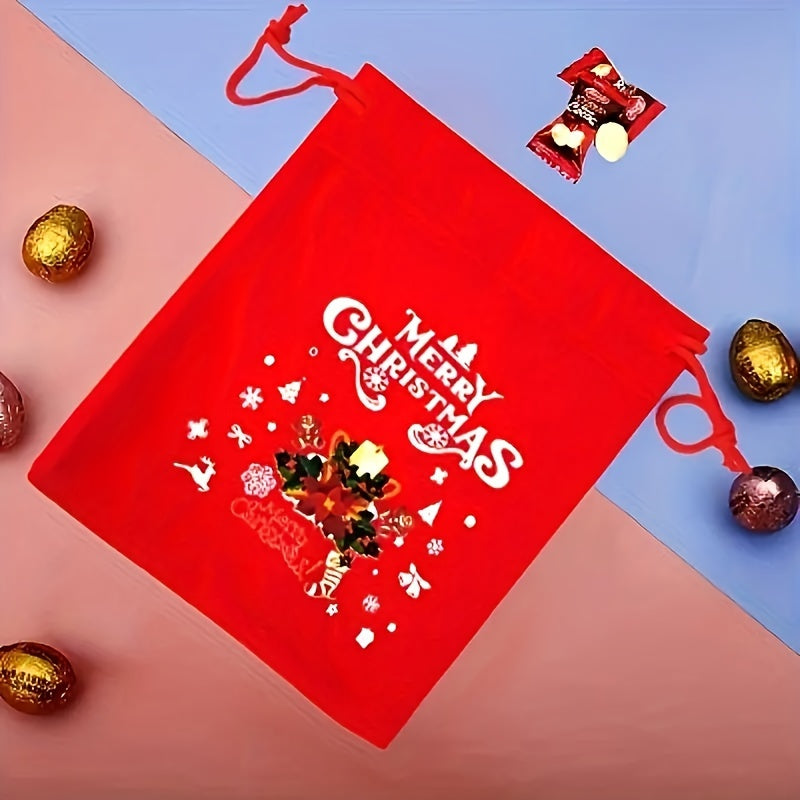Festive Red Velvet Goody Bags – Ideal for Christmas Party Favors or Jewelry Pouches - Hiccupzz