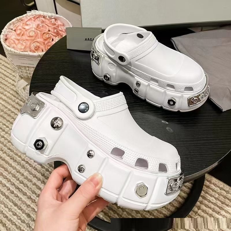 Ins Closed Toe Hole Shoes Platform Height Increasing Sandals - Hiccupzz