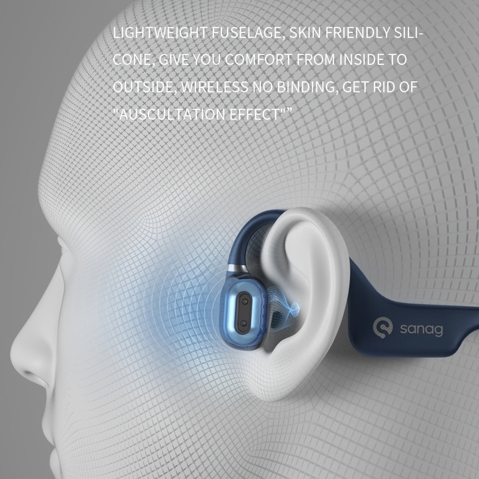 Sanag A5X Bone Conduction Wireless Sport Headphones - Waterproof, Open Ear Design, 3D Stereo Sound - Hiccupzz