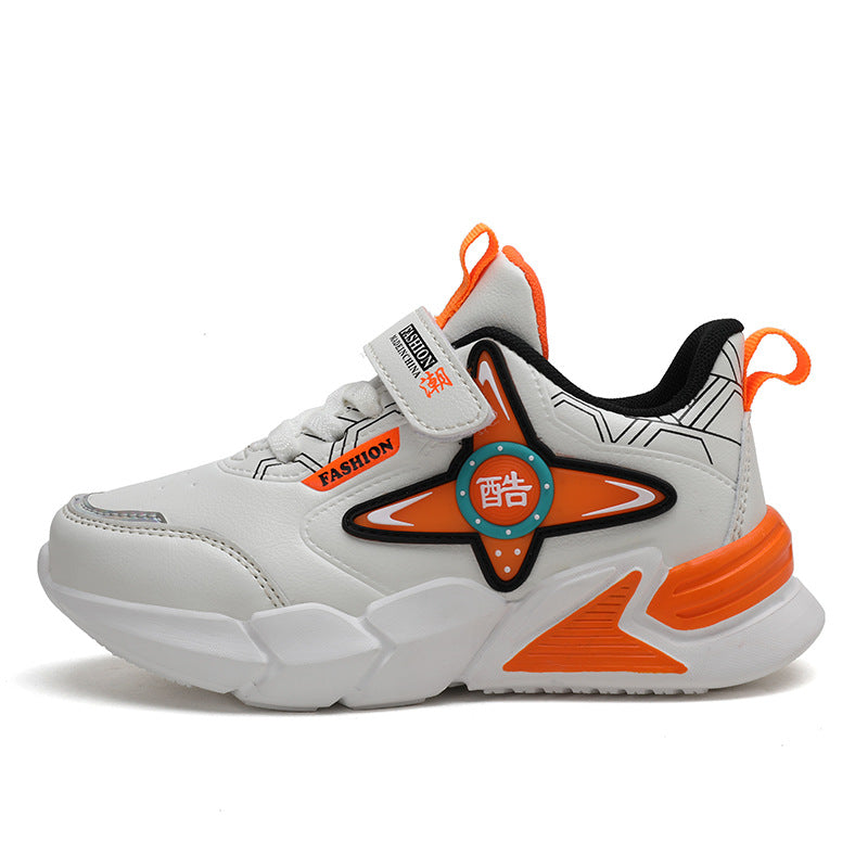 Children's basketball shoes with leather surface - Hiccupzz