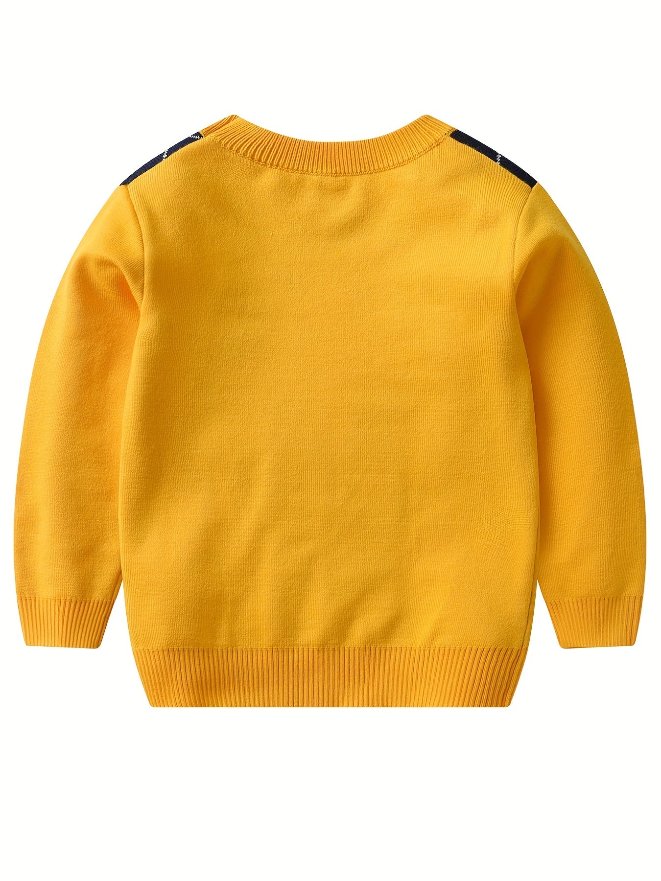 Boys Argyle Pattern Warm Knit Sweater - Round Neck, Long Sleeve - Hiccupzz
