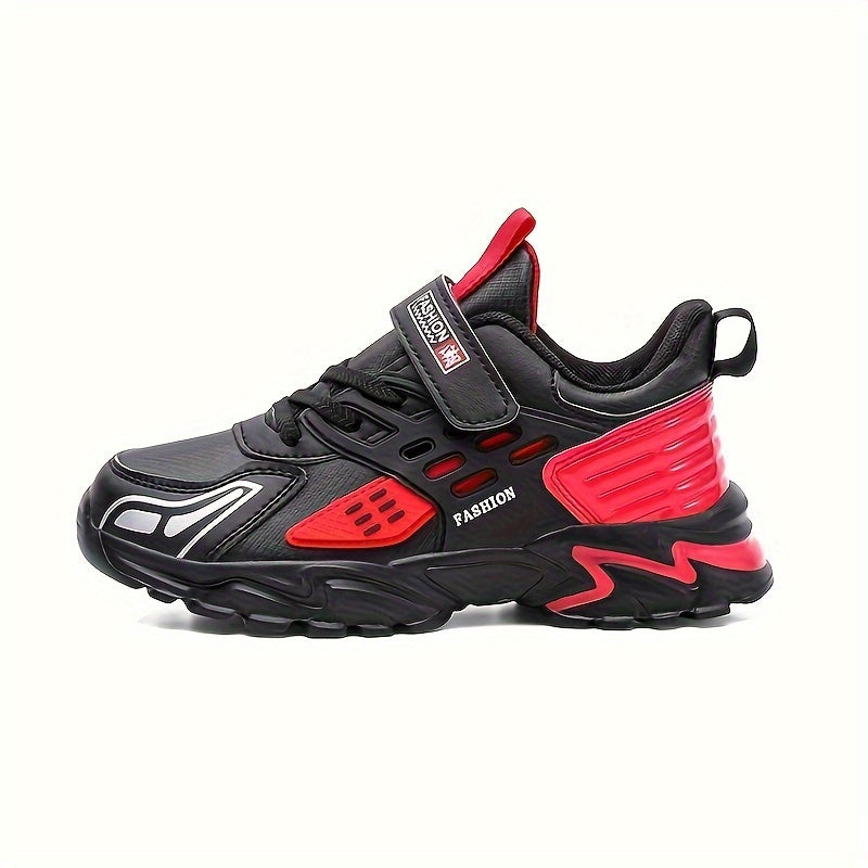 Stylish Boys' Thick-Soled Sneakers with Hook & Loop, Comfortable for Sports and Outdoor Activities. - Hiccupzz