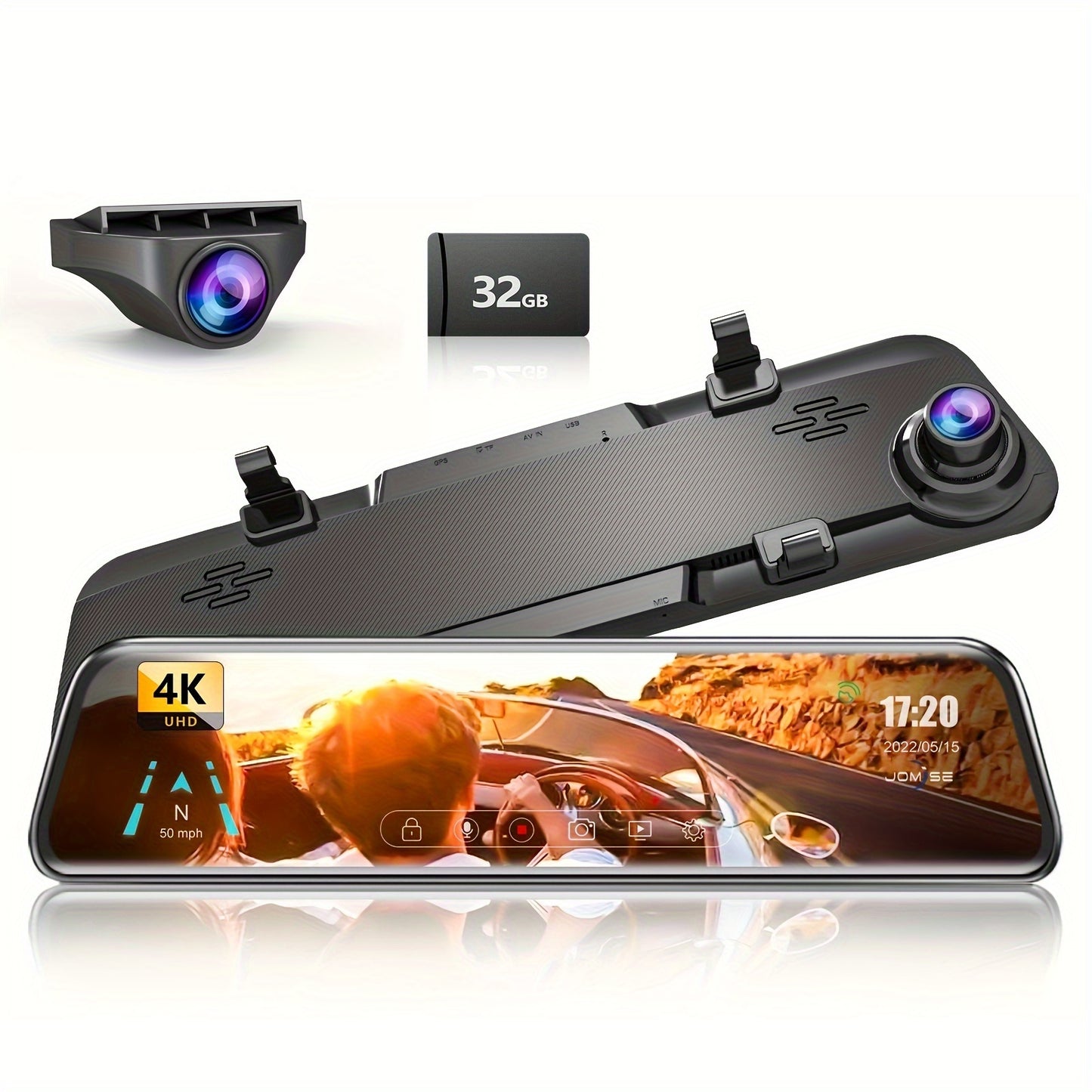 4K Mirror Dash Cam 12", Rearview Mirror Camera For Car & Trucks, 2160P Full HD, Waterproof Backup WDR Camera, Night Vision, Parking Assistance - Hiccupzz