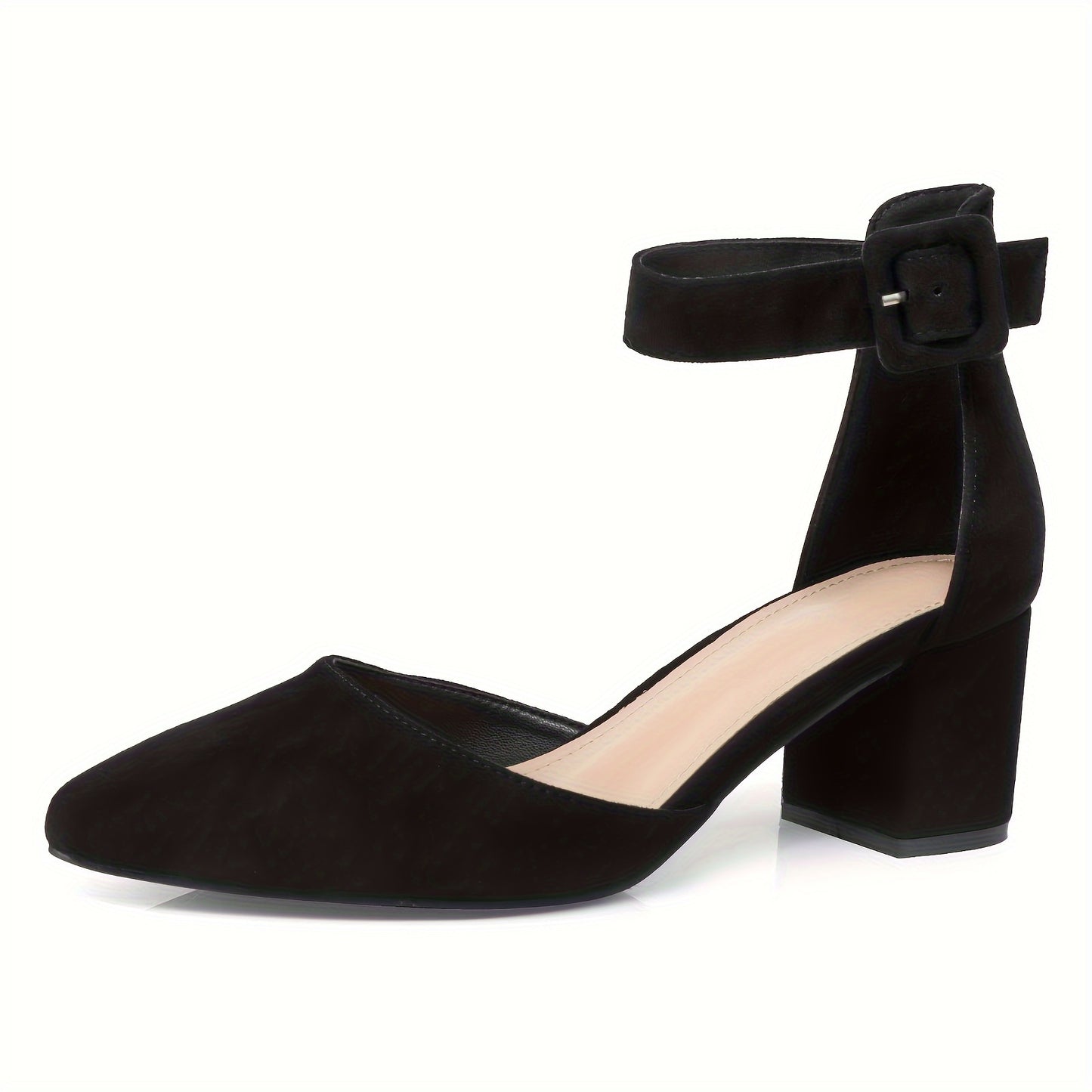 Closed-Toe Suede Pumps for Women with Low Block Heels, Perfect for Evening Events, Weddings, Dating, Work, and Dancing - Hiccupzz