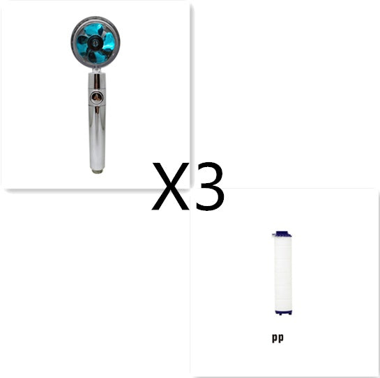 Shower Head Water flow 360 Degrees Rotating With Small Fan ABS Rain High Pressure Spray Nozzle Bathroom Accessories - Hiccupzz
