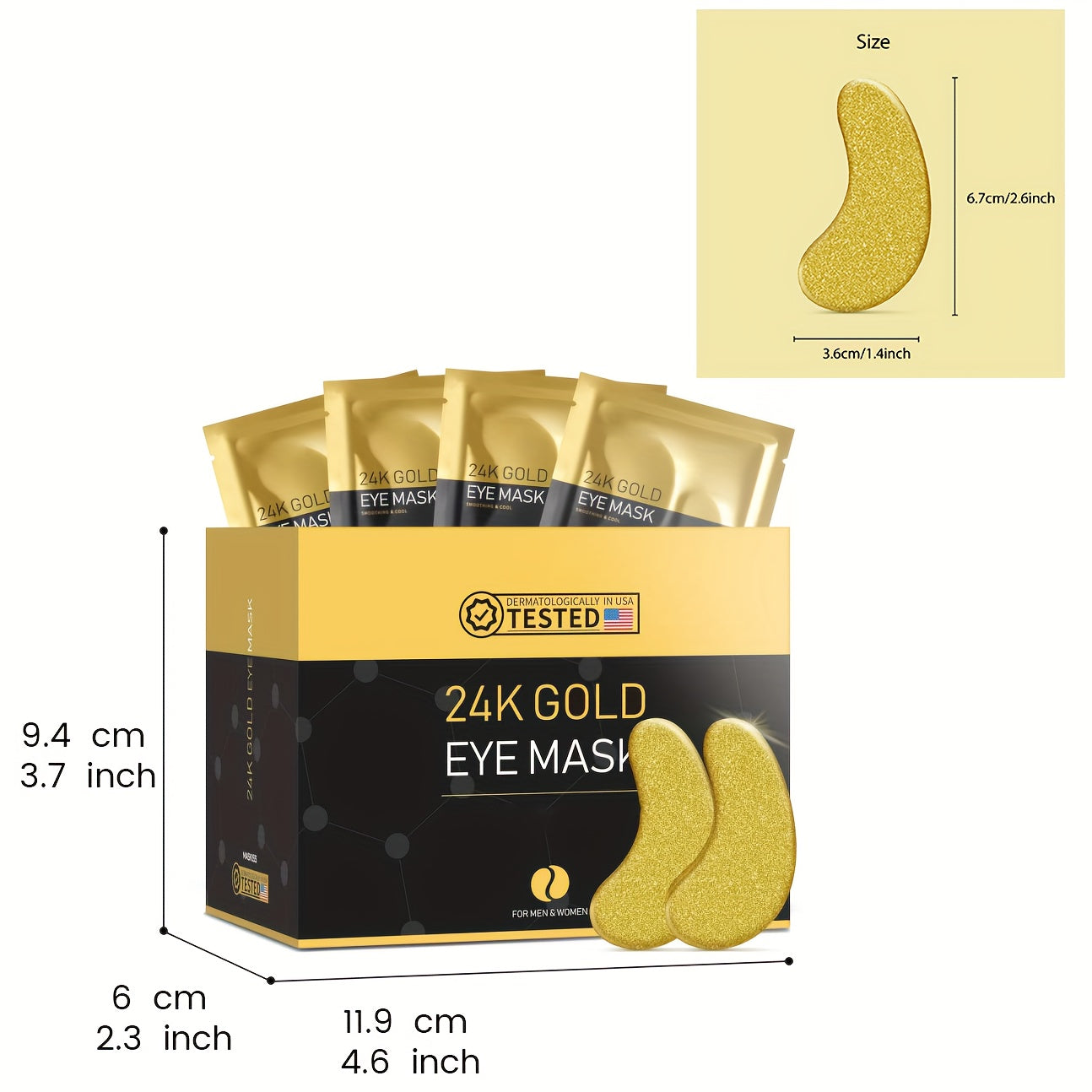 24k Gold Under Eye Patches (25 Pairs/Box) – Collagen Eye Masks for Firming and Moisturizing Skin Care - Hiccupzz