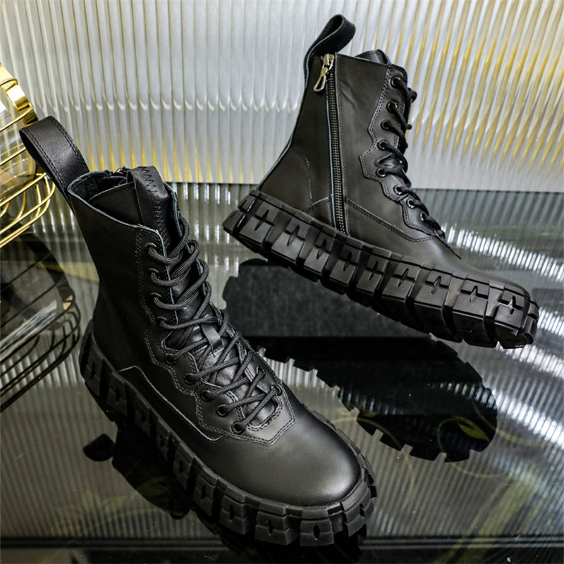 Thick Sole Mid Top Motorcycle Boots - Hiccupzz