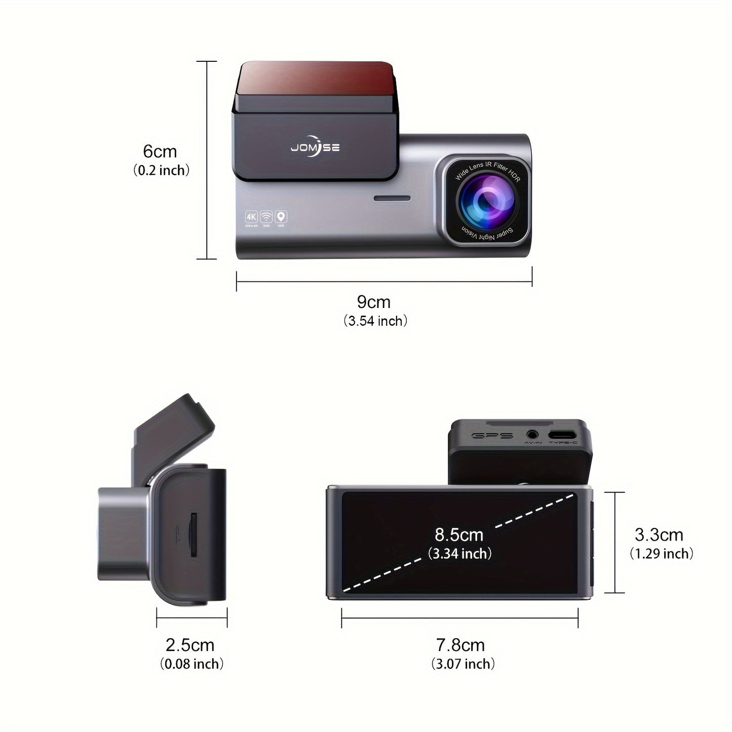 Smart 4K UHD Dual Dash Cam For Cars Touch Screen & APP Control, Front 4K+Rear 1080P, 170° Wide Angle, Super Night Vision, Built-in Wi-Fi GPS, WDR/HDR - Hiccupzz