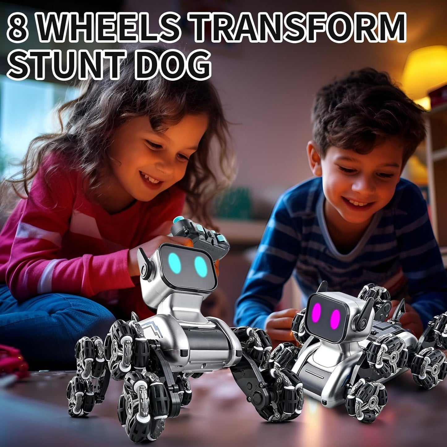 1 Pc Gesture-Controlled Robot Dog RC Car, 8WD All-Terrain Stunt Vehicle, USB Rechargeable Battery Powered, Plastic, for Kids Ages 8-13