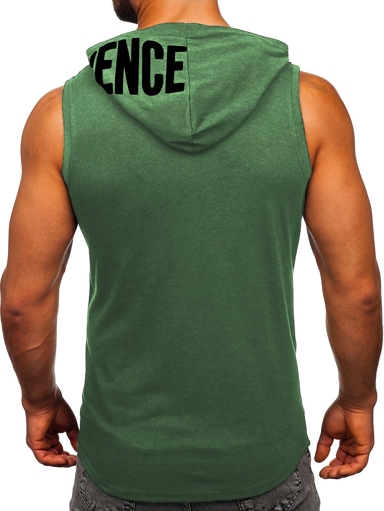 Men's Quick-Dry Hooded Tank Top with Letter Print - Moisture-Wicking Athletic Sleeveless Shirt for Gym & Running - Hiccupzz
