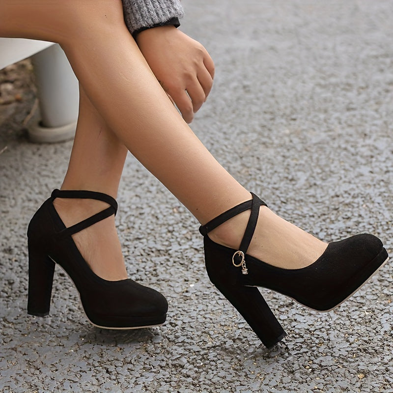 Elegant Women's Buckle Strap Platform Pumps for Weddings and Banquets - Hiccupzz