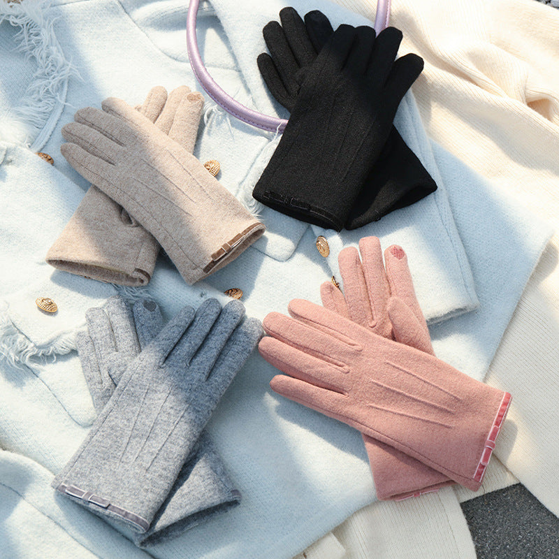 Women's Winter Fleece Lined Padded Warm Keeping Finger Gloves - Hiccupzz