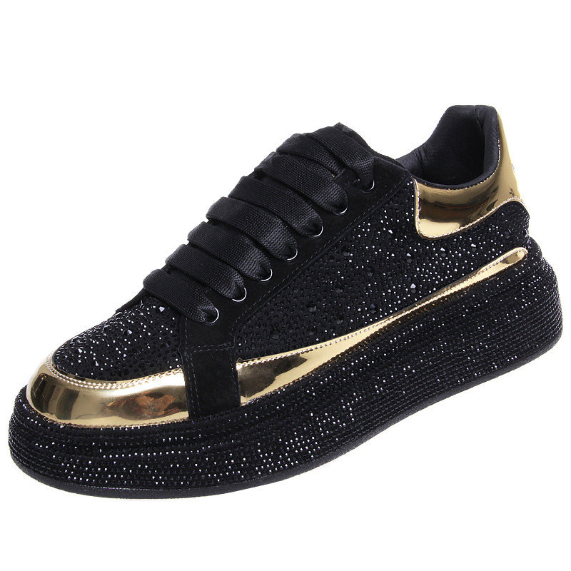 Elevated Casual Glossy Thick Soled Hot Diamond Men's Shoes - Hiccupzz