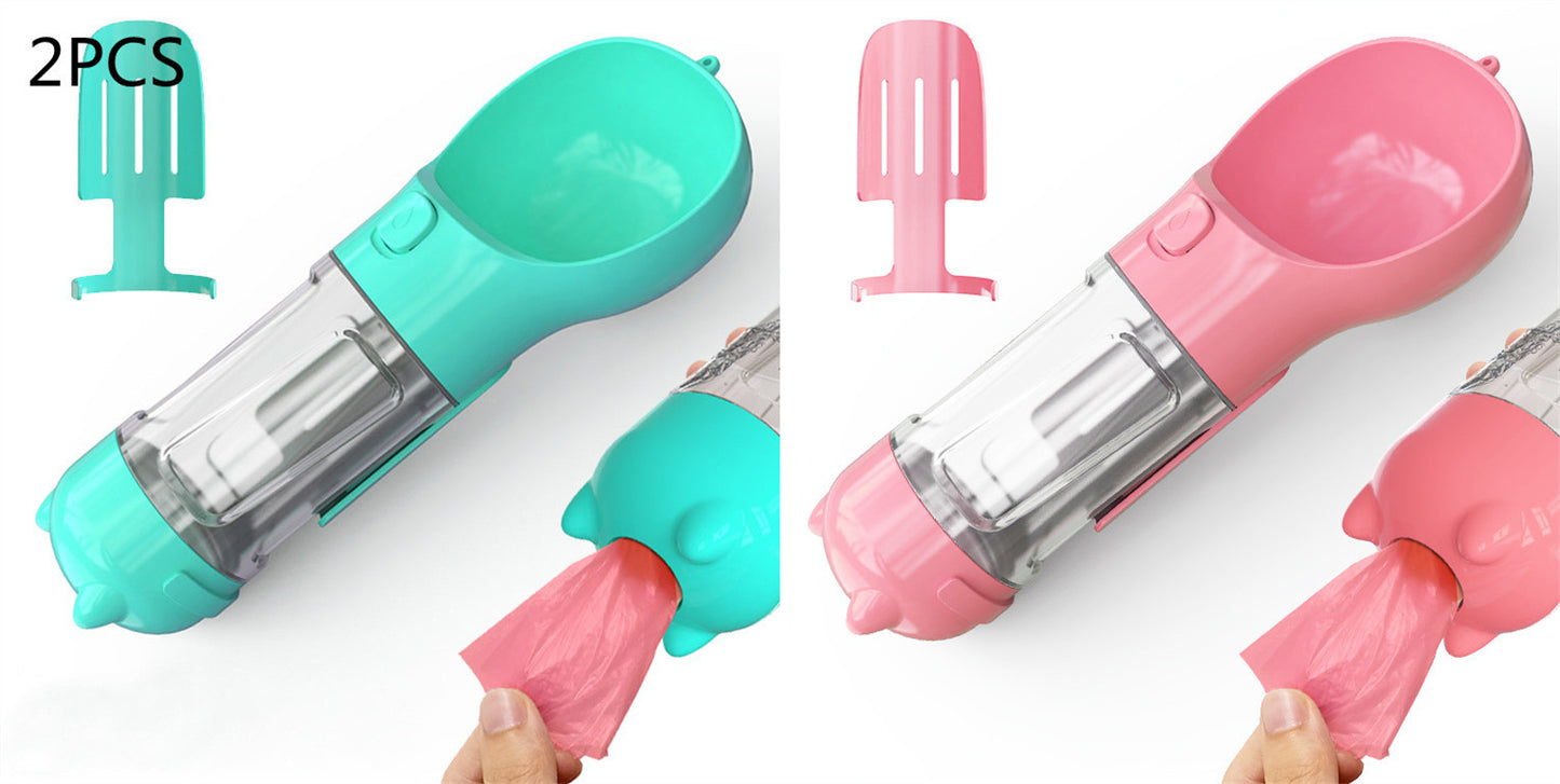 Pet Water Bottle Feeder Bowl Garbage Bag Storage Portable Pet Outdoor Travel 3 In 1 Dog Water Bottle - Hiccupzz