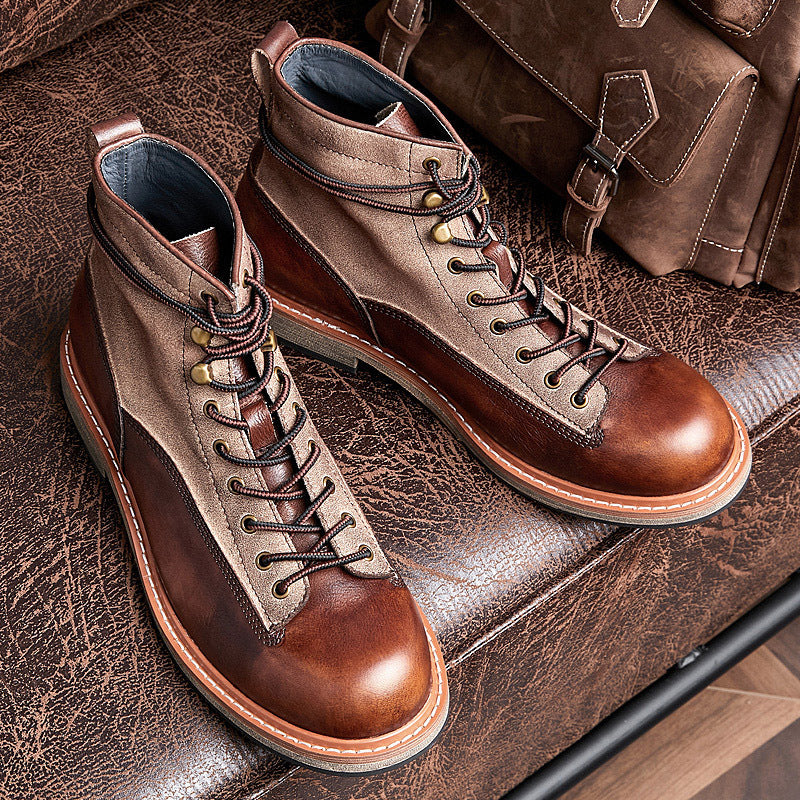 Motorcycle Leather Boots Men's Genuine Leather England Style - Hiccupzz