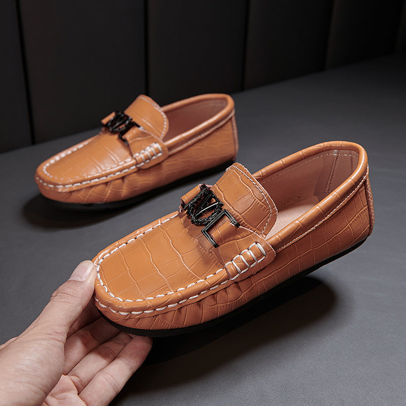 Children's Shoes Peas Shoes Children's Slip-on Leather Shoes - Hiccupzz
