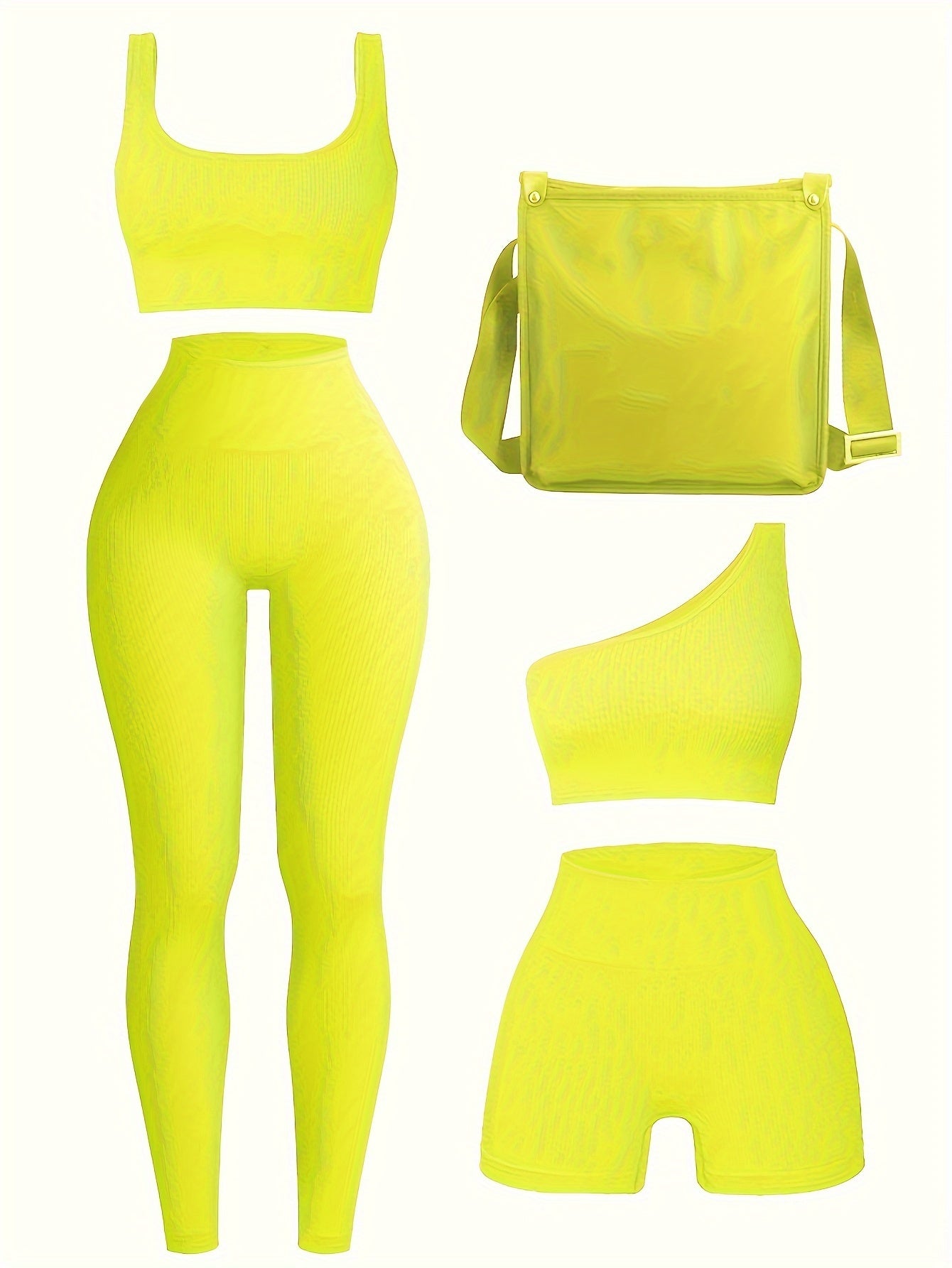 Women's 4-Piece Yoga Set, Sport Athletic Leggings, Sports Bra, Shorts, Fitness Gear For Gym And Outdoor Exercise (without Accesories) - Hiccupzz