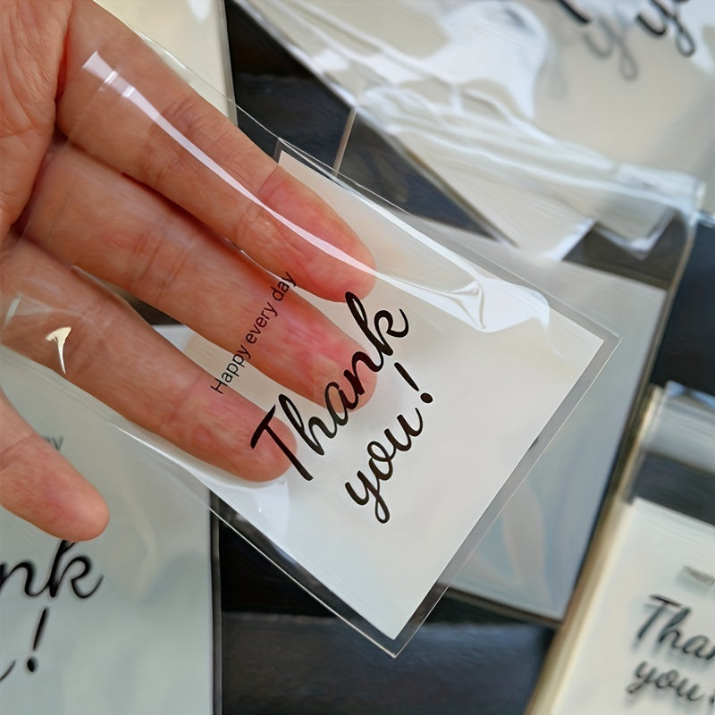 50/100 Pcs Thank You Mini Treat Bags – Self-Sealing, Ideal for Cookies, Candies, and Gifts for Parties & Retail Use - Hiccupzz