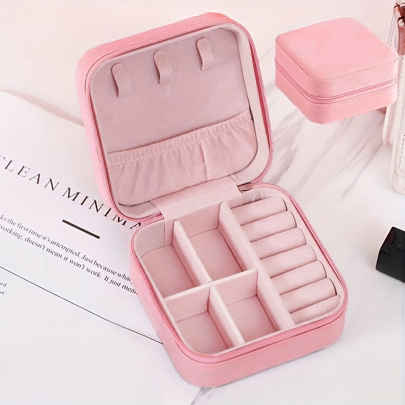 Simple Mini Portable Jewelry Box, Travel Storage Case, Multifunctional Organizer - Hiccupzz