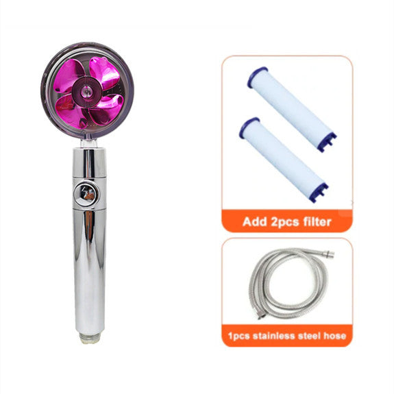 Shower Head Water flow 360 Degrees Rotating With Small Fan ABS Rain High Pressure Spray Nozzle Bathroom Accessories - Hiccupzz