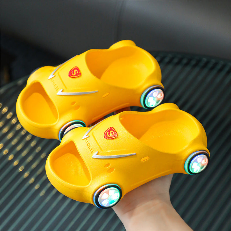 Kids Glowing Slippers Cartoon Car Sandals Children Sandals Anti Slip Boys Girls Luminous Slippers Summer Beach Shoes - Hiccupzz