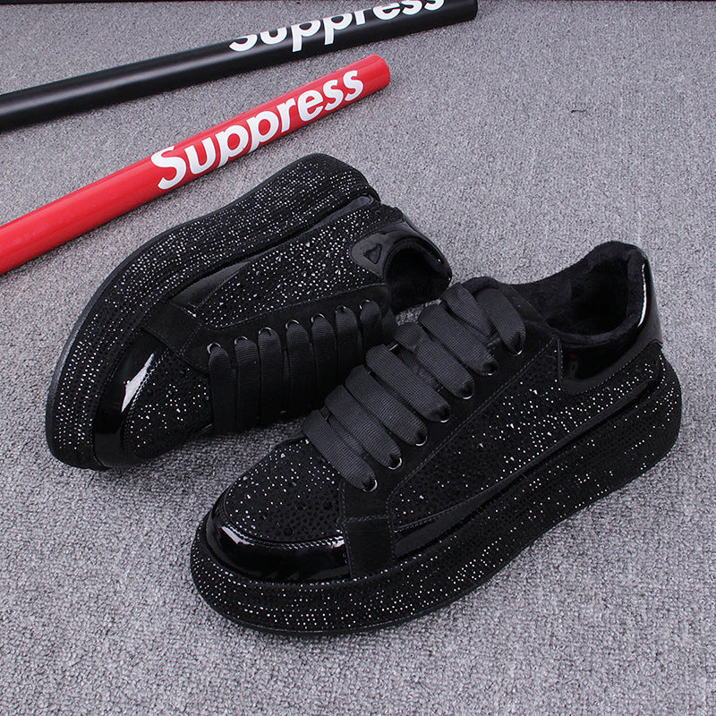 Elevated Casual Glossy Thick Soled Hot Diamond Men's Shoes - Hiccupzz