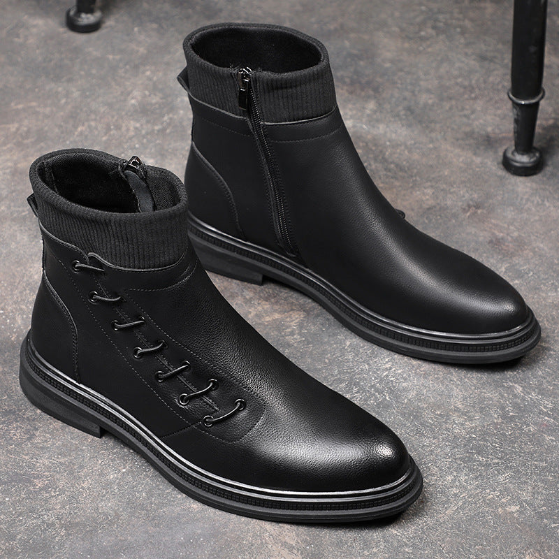Chelsea Boots British Fashion Men's Shoes Plush And Warm - Hiccupzz
