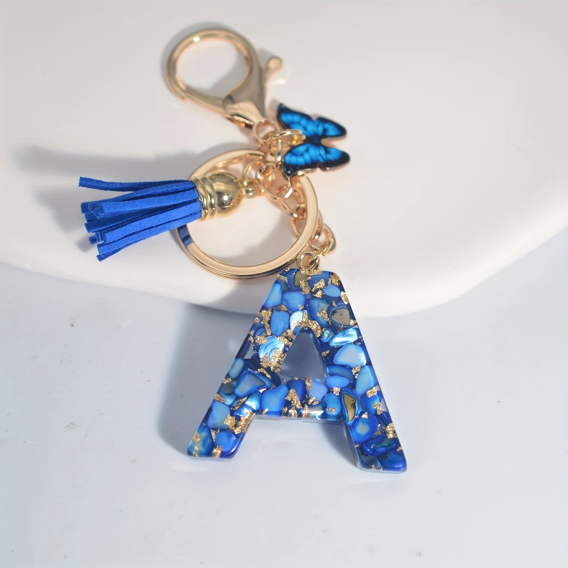 Blue Butterfly Alphabet Initial Keychain - Cute Resin Charm for Bags and Daily Use - Hiccupzz
