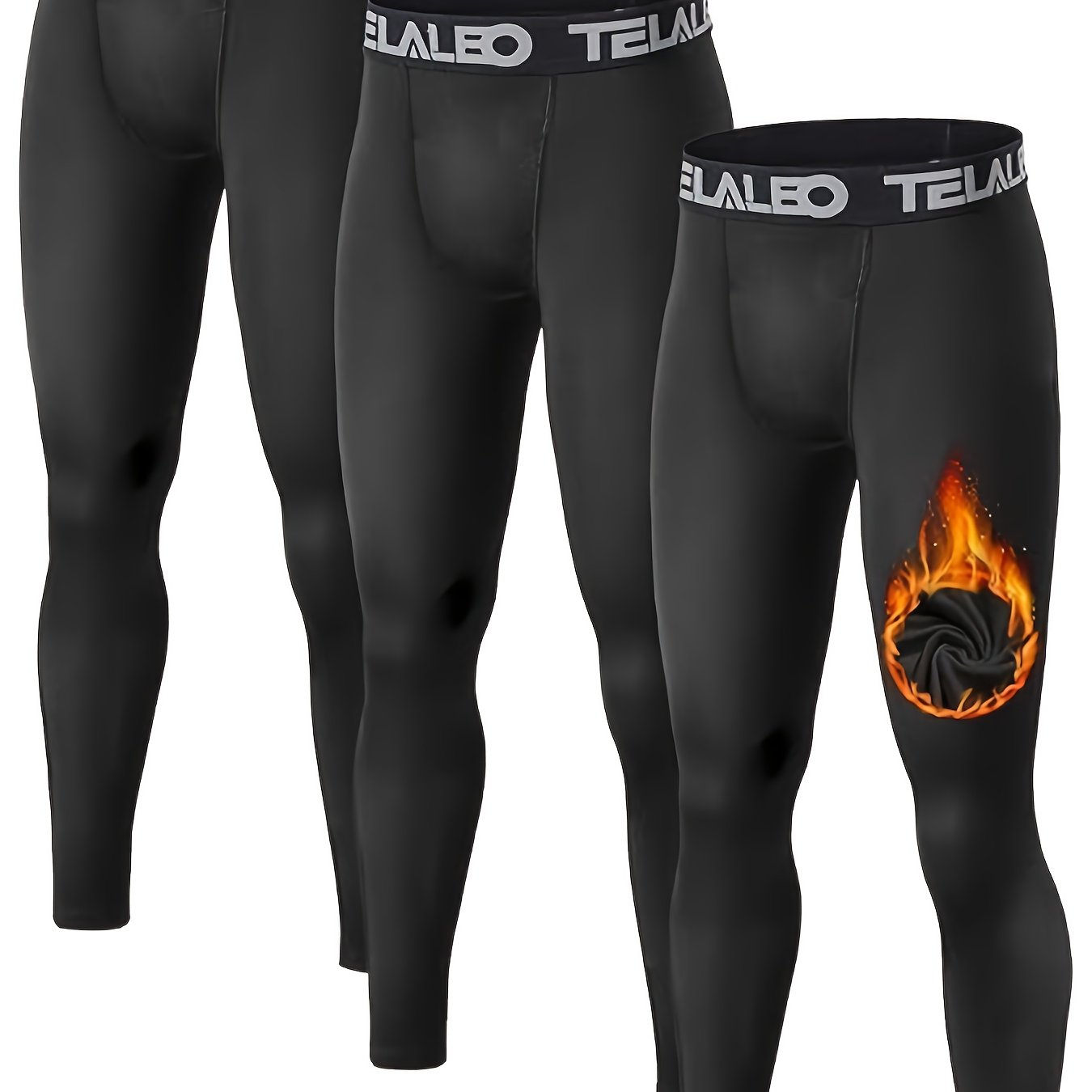 3 Pcs Boys Thermal Compression Leggings Pants, Youth Fleece Lined Base Layer Tights, Cold Weather Gear - Hiccupzz