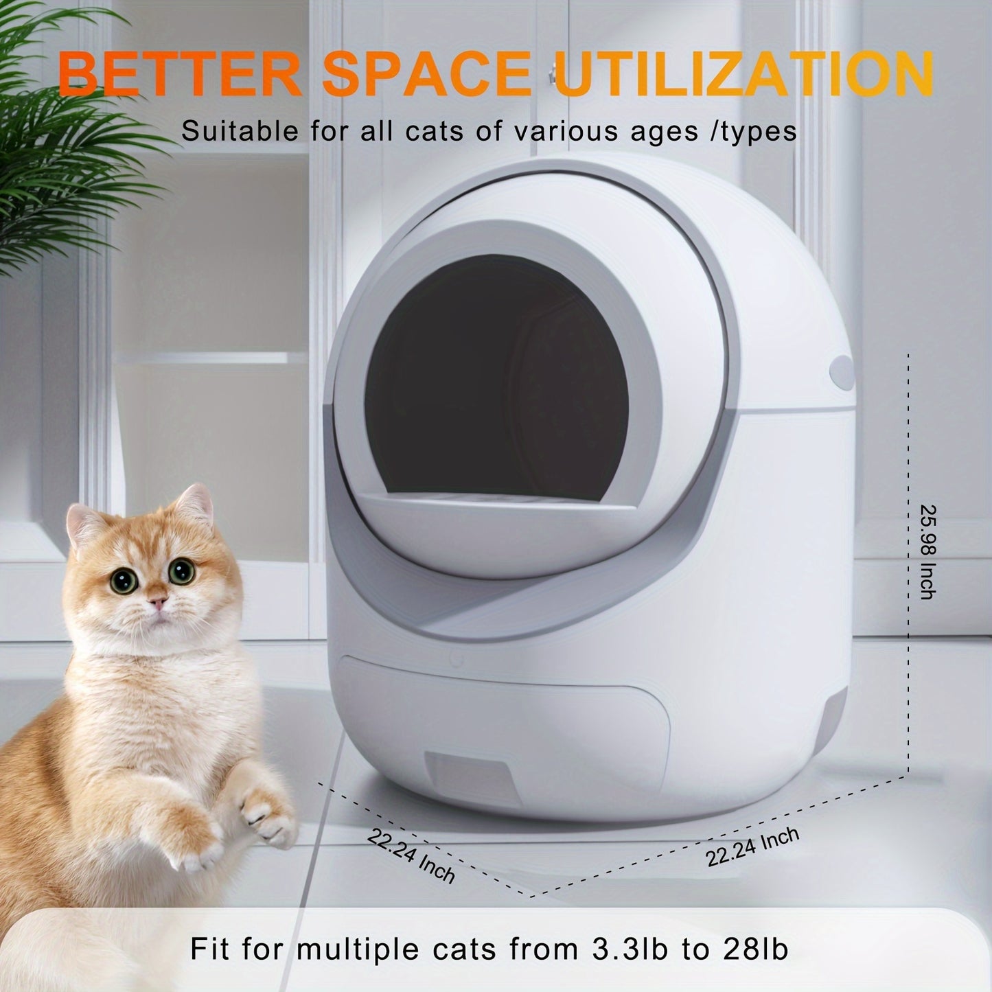 Self-Cleaning Cat Litter Box with APP Control - Automatic Odor Removal & Safety Protection for Multiple Cats - Hiccupzz