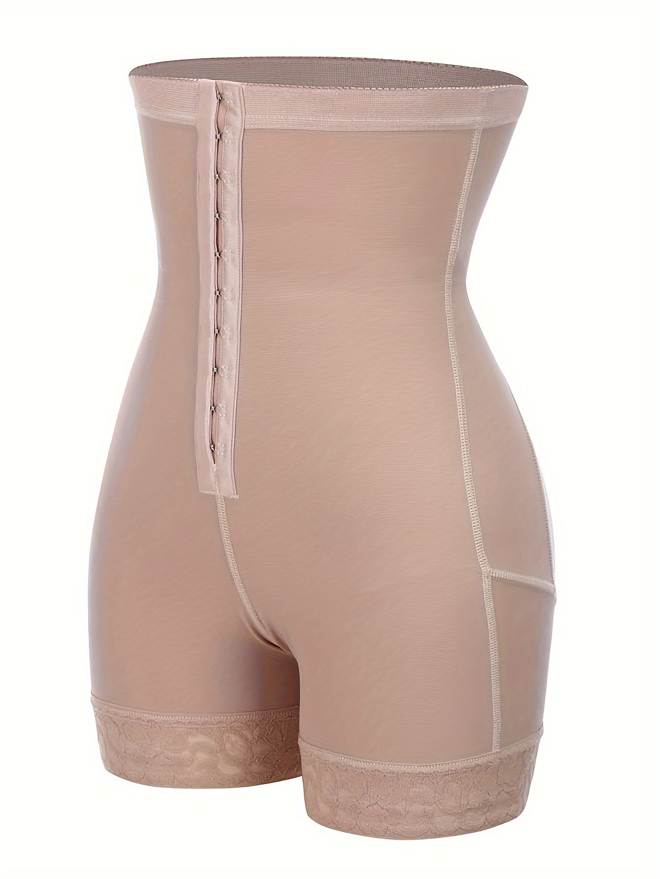 Women's Plus Simple Shapewear Shorts, Plus Size Contrast Lace Trim Front Closure Butt Lifting Thigh Slimmer Body Shaper - Hiccupzz
