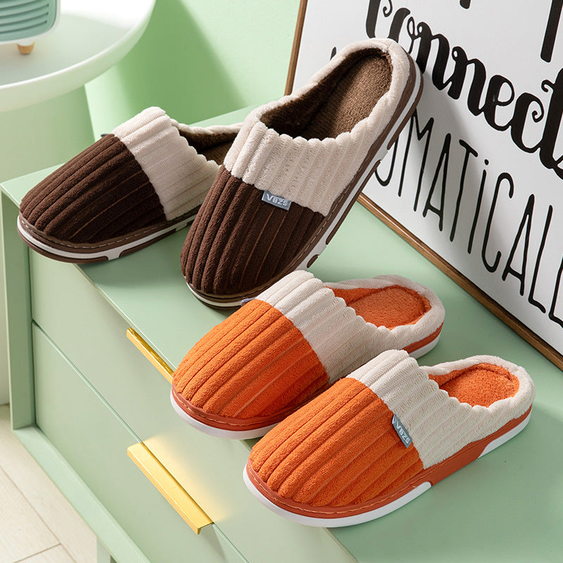 Unisex Winter Slippers Corduroy Shoes Couples Bedroom Slippers Women Men - Hiccupzz