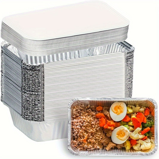 40-Pack Disposable Aluminum Foil Pans with Lids – 5.5" x 4.3" - Hiccupzz