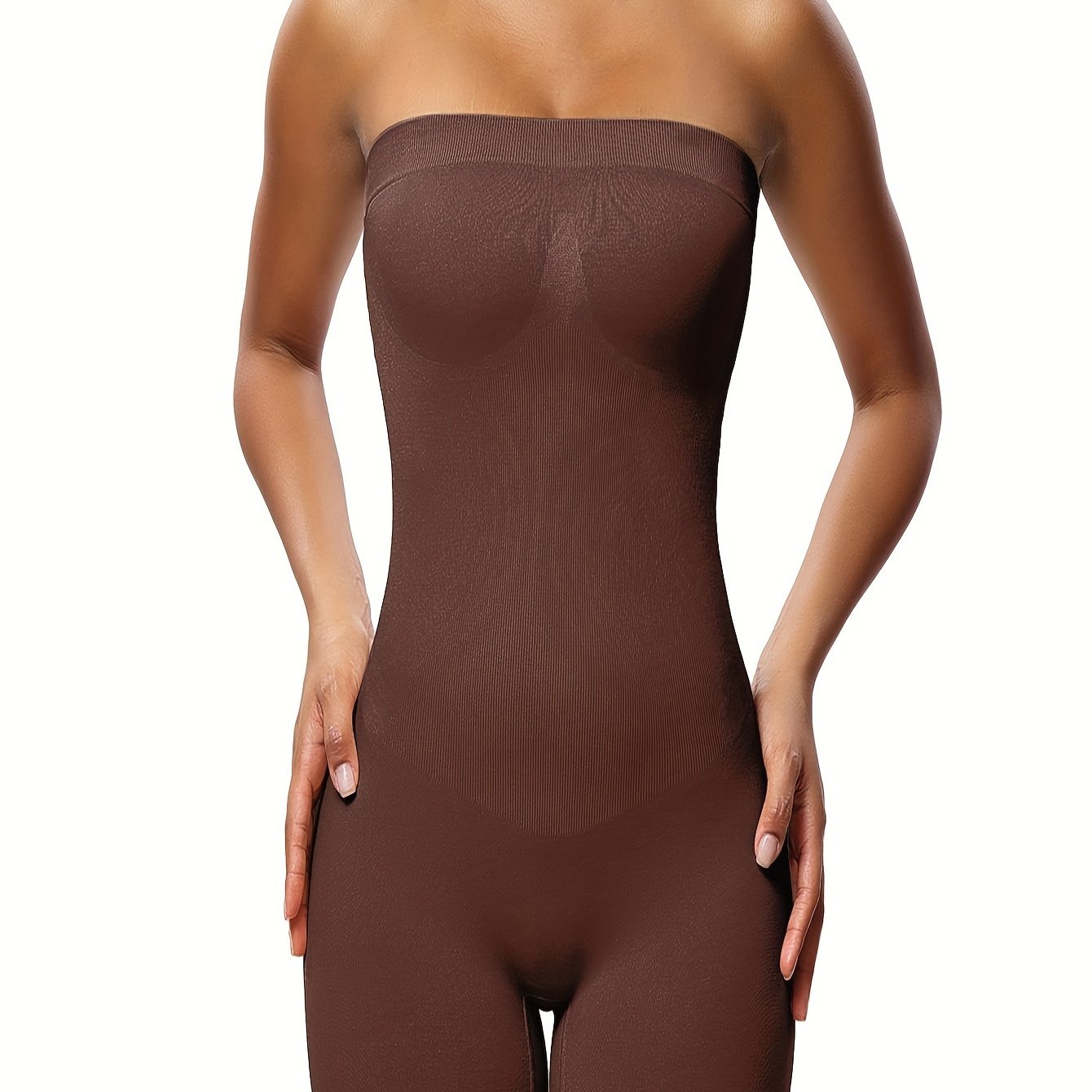 Solid Shapewear Lounge Romper, Tummy Control Butt Lifting Slim Fit Tube Romper, Women's Loungewear - Hiccupzz