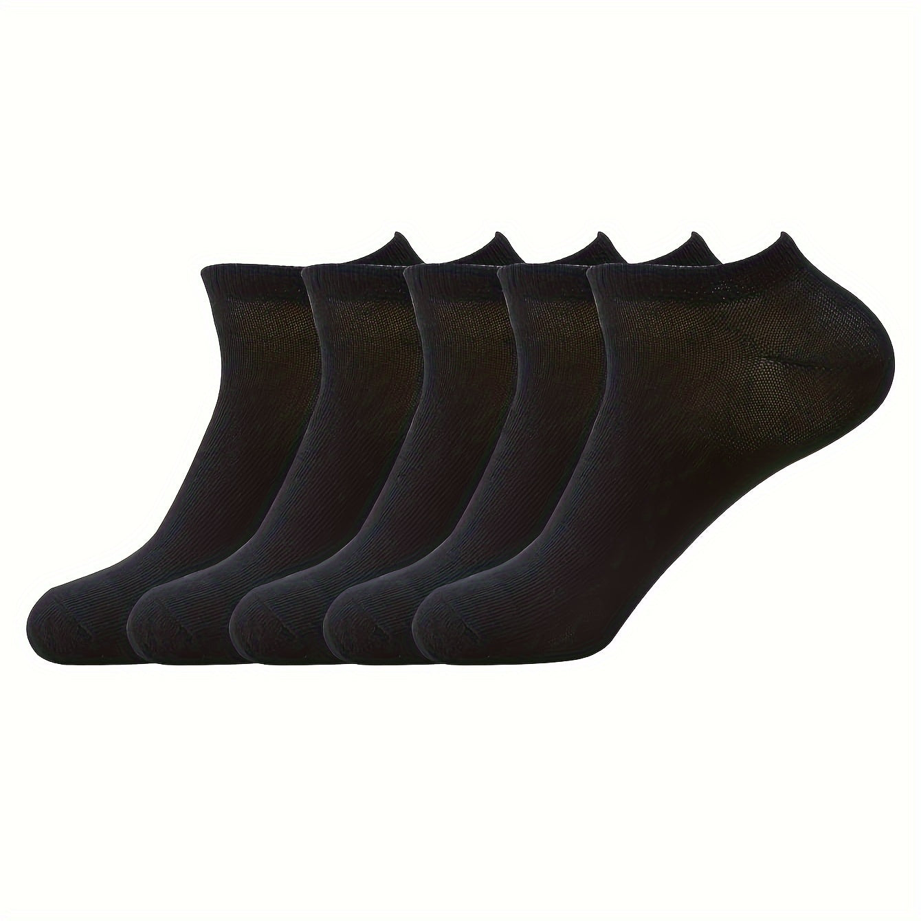 Men's Solid No Show Socks (1/5/10 Pairs): Comfy, Breathable, Casual Style for Outdoor Activities - Hiccupzz