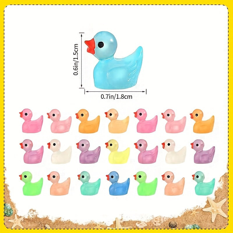 Glow-in-the-Dark Mini Yellow Ducks (5pcs): 3D Resin Garden Decor for DIY Home and Party Decorations - Hiccupzz