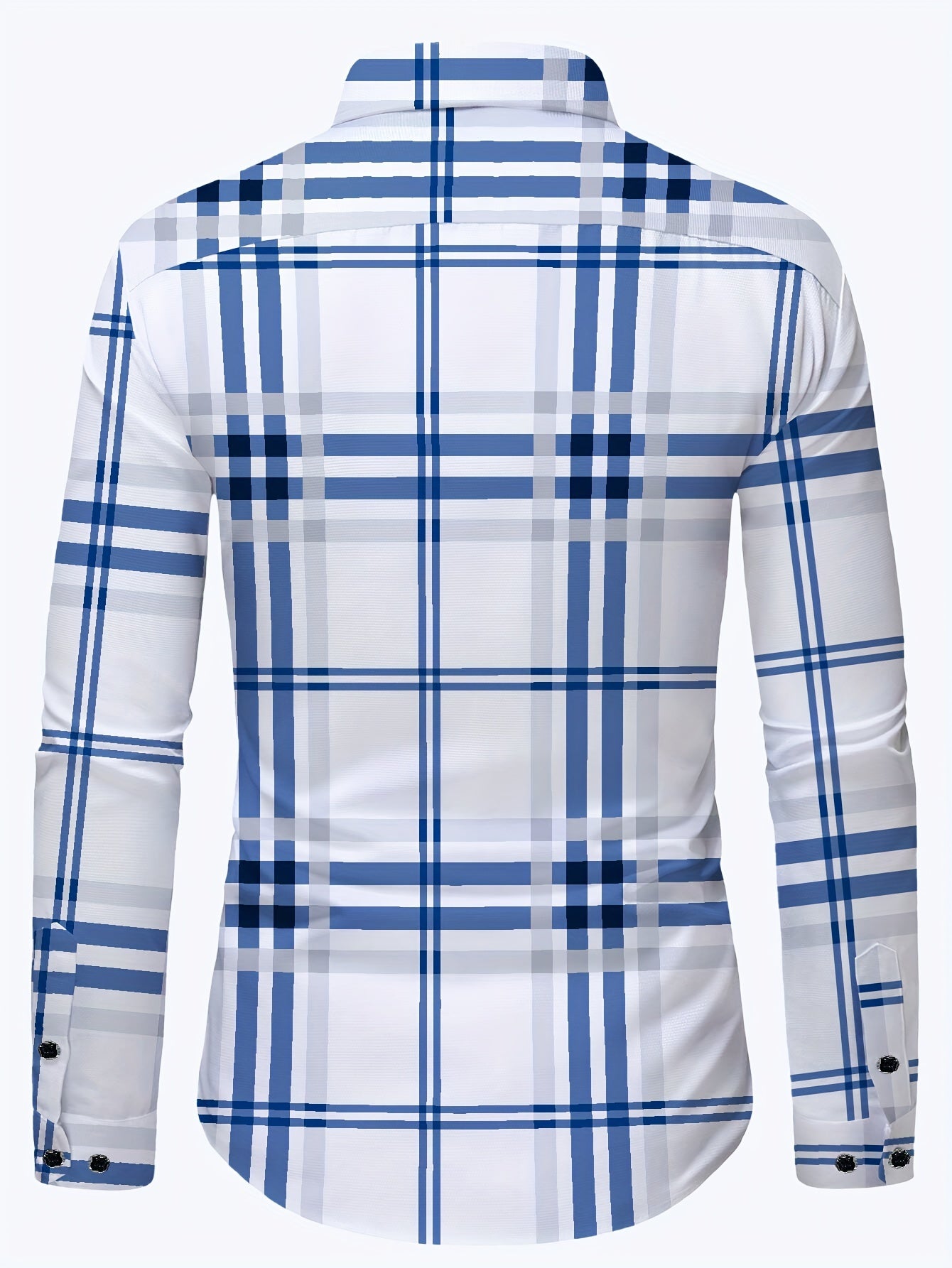 Slim Fit Plaid Button-Down Shirt with Hexagon Buttons and Silver Edging, Men's Preppy Casual Style - Hiccupzz