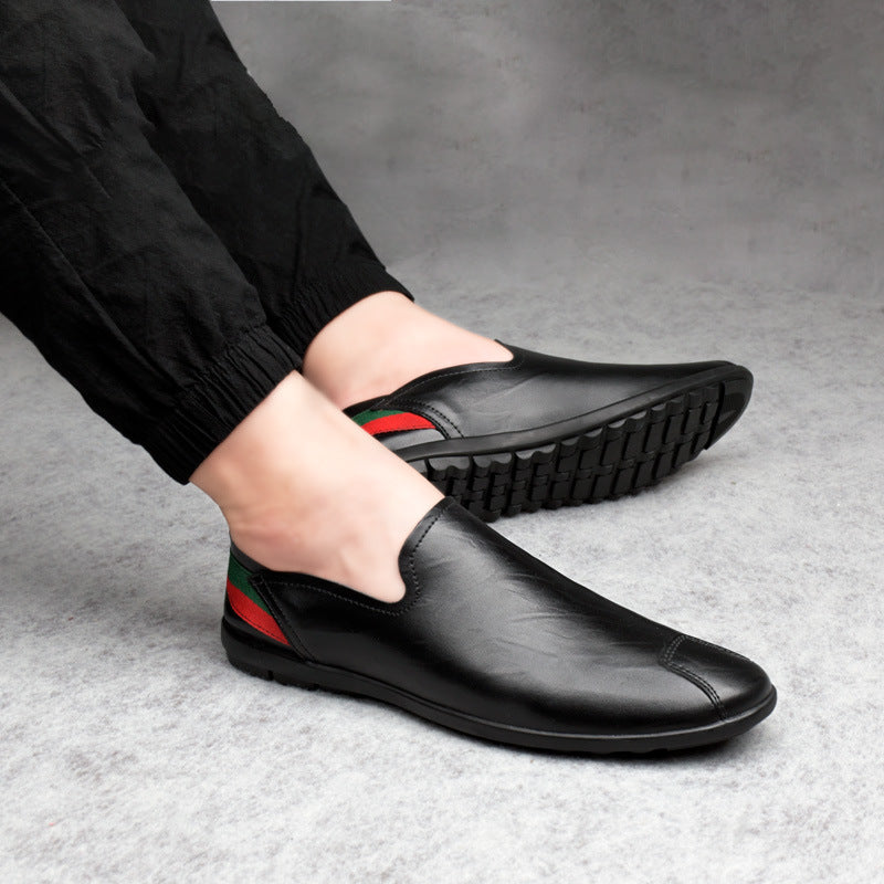 Men's Tods Casual Low-top Slip-on Leather Shoes Slip-on Plus Size Driving Shoes - Hiccupzz