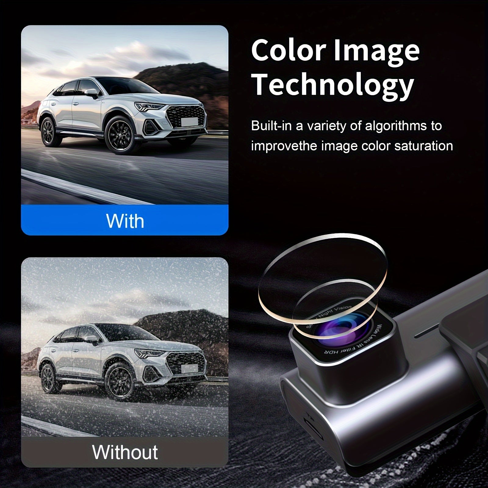 Smart 4K UHD Dual Dash Cam For Cars Touch Screen & APP Control, Front 4K+Rear 1080P, 170° Wide Angle, Super Night Vision, Built-in Wi-Fi GPS, WDR/HDR - Hiccupzz