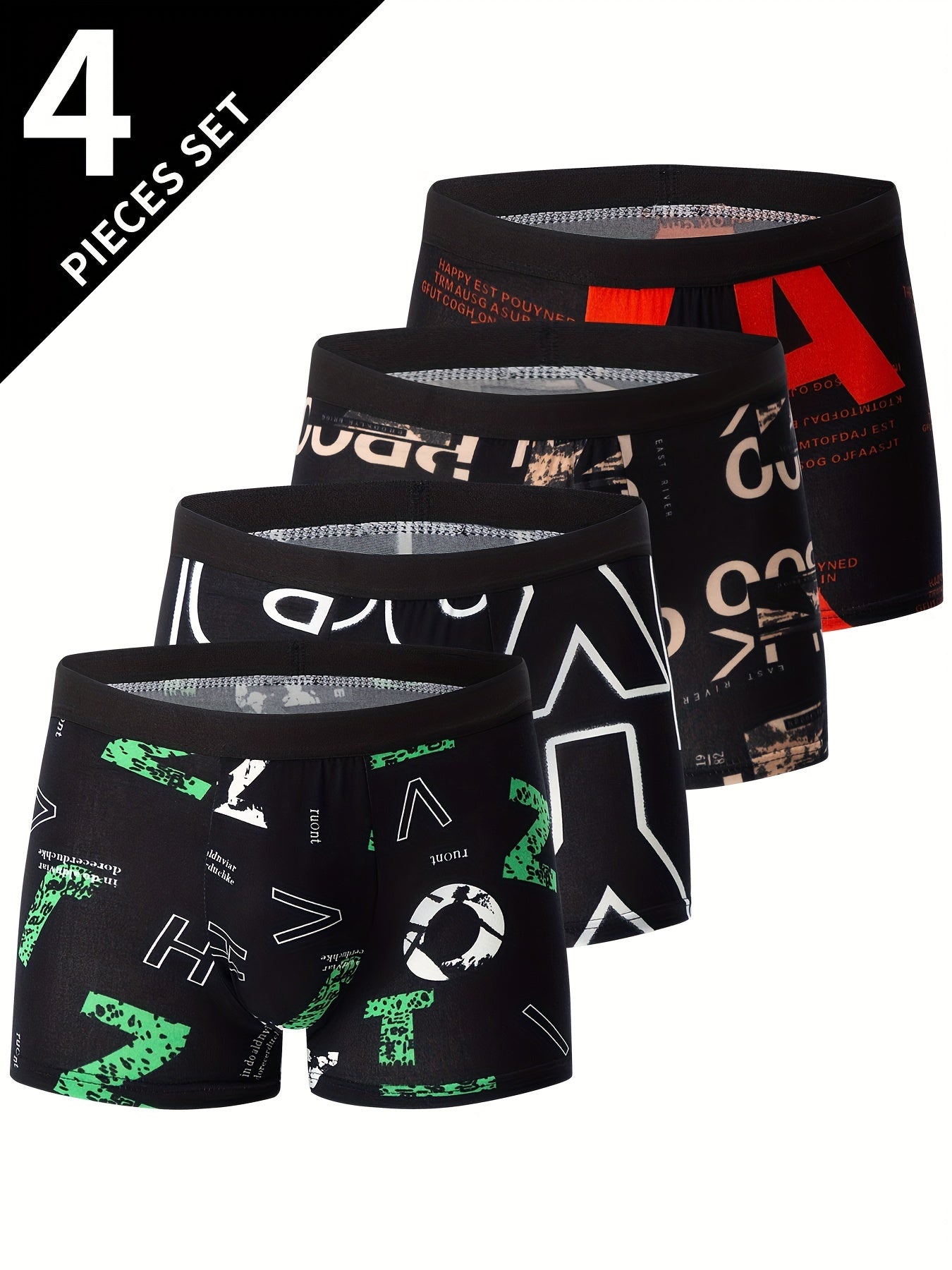 4-Pack Men's Flower Pattern Boxer Briefs - Breathable Antibacterial Sports Shorts for Casual Comfort - Hiccupzz