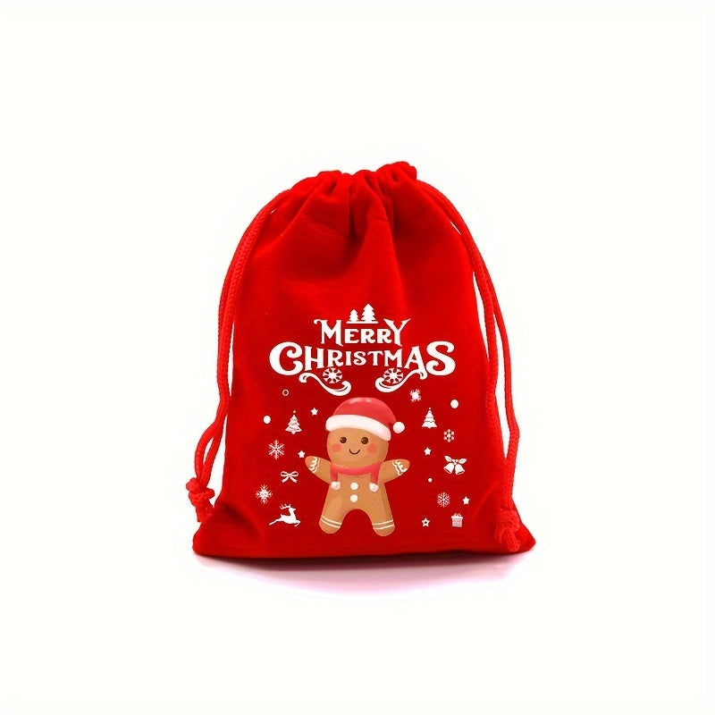 Festive Red Velvet Goody Bags – Ideal for Christmas Party Favors or Jewelry Pouches - Hiccupzz