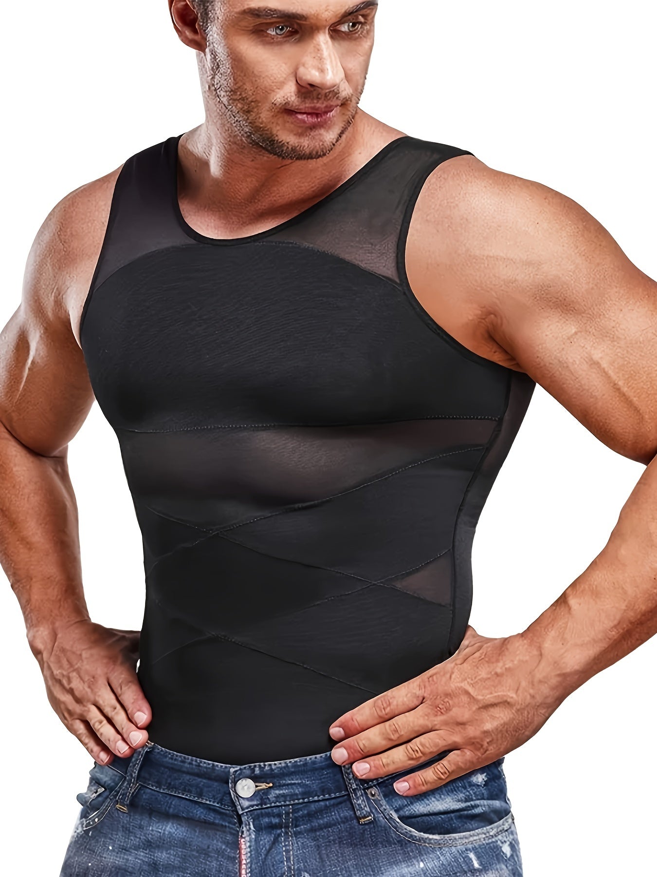 Men's Compression Shirt - Slimming Tummy Shaper Vest Tank Top - Hiccupzz