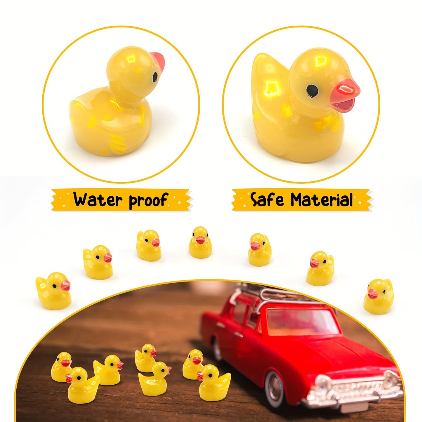 Mini Yellow Duck Figurines (10pcs): Realistic Resin Ducks for Home and Office Decor, Ideal for Easter, Halloween, and Christmas Gifts - Hiccupzz